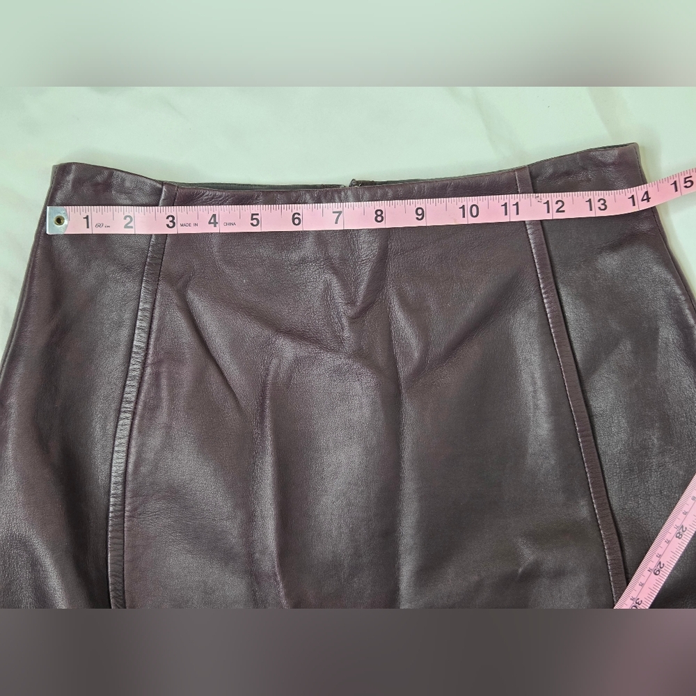 O'2nd Size 6 Rich Burgundy Sheep Skin Leather Mini Skirt - Picture 7 of 12